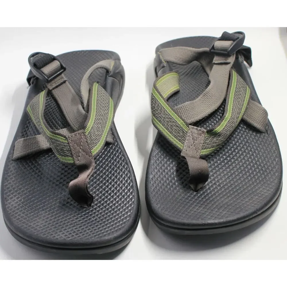 MNS Chaco Vibram Cloud  Cushioned Sandal Green Brown Hiking Beach SZ 11